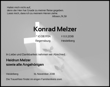 Todesanzeige von Konrad Melzer von Heidelberg.Trauer.de