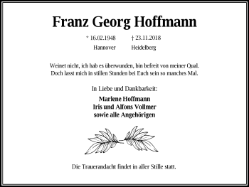 Todesanzeige von Franz Georg Hoffmann von Heidelberg.Trauer.de