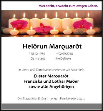 Todesanzeige von Heidrun Marquardt von Heidelberg.Trauer.de