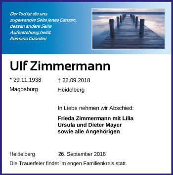 Todesanzeige von Ulf Zimmermann von Heidelberg.Trauer.de