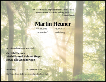 Todesanzeige von Martin Heuner von Heidelberg.Trauer.de