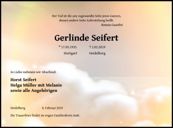 Todesanzeige von Gerlinde Seifert von Heidelberg.Trauer.de
