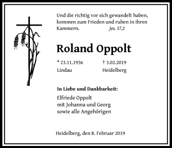 Todesanzeige von Roland Oppolt von Heidelberg.Trauer.de