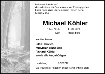 Todesanzeige von Michael Köhler von Heidelberg.Trauer.de