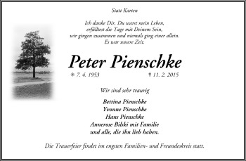 Todesanzeige von Peter Pienschke von Trauer.de