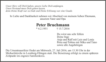 Todesanzeige von Peter Bruchmann von Trauer.de