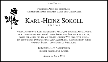 Todesanzeige von Karl-Hein Sokoll von Trauer.de