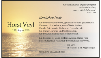 Todesanzeige von Horst Veyl von Trauer.de
