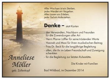 Todesanzeige von Anneliese Möller von Trauer.de