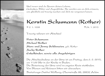 Todesanzeige von Kerstin Schumann von Trauer.de