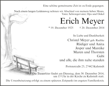 Todesanzeige von Erich Meyer von Trauer.de