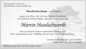 Todesanzeige von Martin Haselschwerdt von Trauer.de