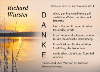 Todesanzeige von Richard Wurster von Trauer.de