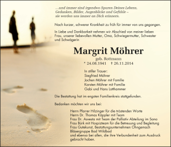 Todesanzeige von Margrit Möhrer von Trauer.de