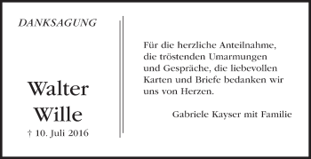 Todesanzeige von Walter Wille von Trauer.de 