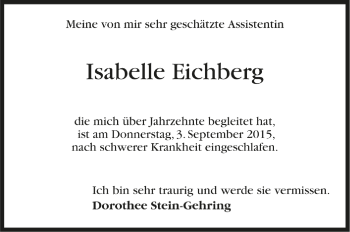 Todesanzeige von Isabelle Eichberg von Trauer.de