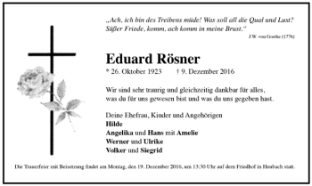 Todesanzeige von Eduard Rösner von Trauer.de