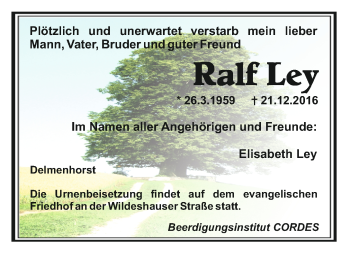 Todesanzeige von Ralf Ley von Trauer.de