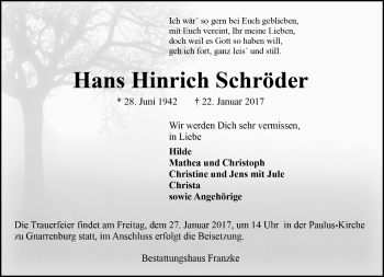 Todesanzeige von Hans Hinrich Schröder von Trauer.de