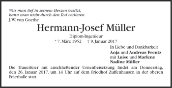 Todesanzeige von Hermann - Josef Müller von Trauer.de