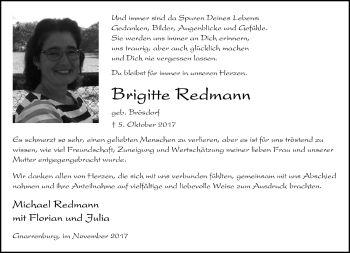 Todesanzeige von Brigitte Redmann von Trauer.de