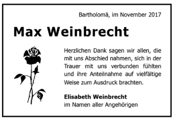 Todesanzeige von Max Weinbrecht von Trauer.de