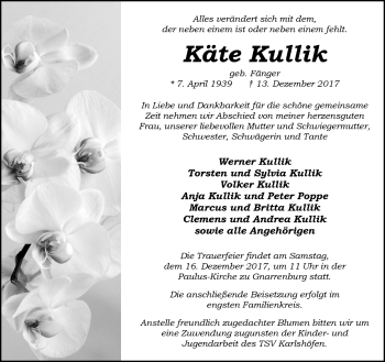 Todesanzeige von Käthe Kullik von Trauer.de