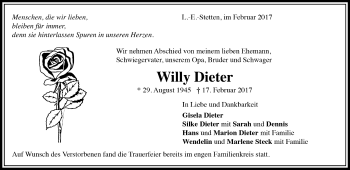 Todesanzeige von Willy Dieter von Trauer.de