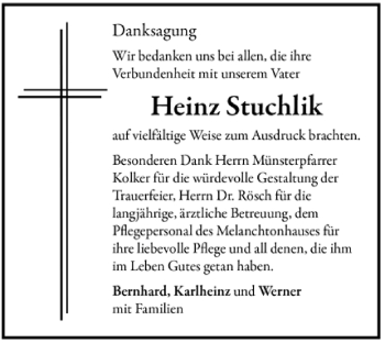 Todesanzeige von Heinz Stuchlik von Trauer.de