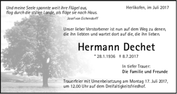 Todesanzeige von Hermann Dechet 