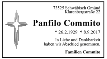 Todesanzeige von Panfilo Commito von Trauer.de