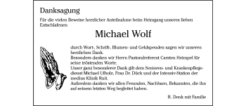 Todesanzeige von Michael Wolf von trauer.de