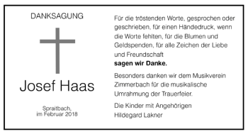Todesanzeige von Josef Haas von Trauer.de