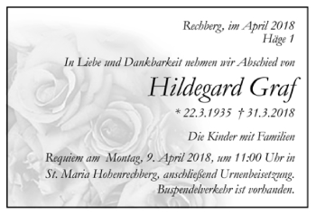 Todesanzeige von Hildegard Graf von Trauer.de