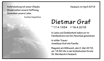 Todesanzeige von Dietmar Graf von Trauer.de