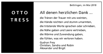 Todesanzeige von Otto Tress von Trauer.de
