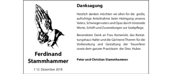 Todesanzeige von Ferdinand Stammhammer von trauer.de