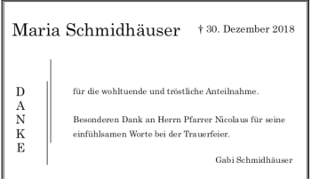 Todesanzeige von Maria Schmidhäuser von trauer.de