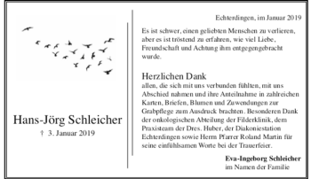 Todesanzeige von Hans-Jörg Schleicher von trauer.de