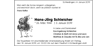 Todesanzeige von Hans-Jörg Schleicher von trauer.de