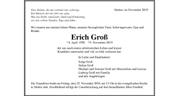 Todesanzeige von Erich Groß von trauer.de