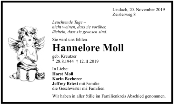 Todesanzeige von Hannelore Moll von Trauer.de