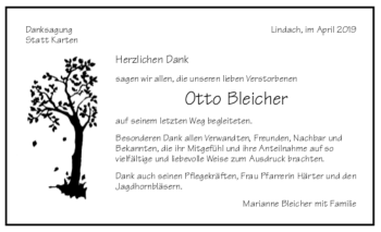 Todesanzeige von Otto Bleicher von trauer.de