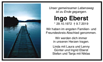 Todesanzeige von Ingo Eberst von trauer.de