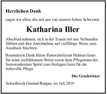 Todesanzeige von Katharina Iller von trauer.de