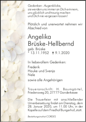 Todesanzeige von Angelika Brüske-Hellbernd von trauer.de