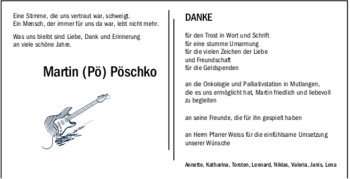 Todesanzeige von Martin Pöschko von Trauer.de