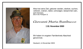 Todesanzeige von Giovanni Maria Sambucco von trauer.de