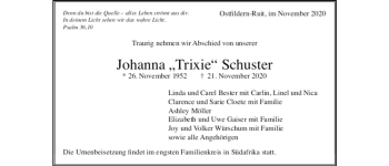 Todesanzeige von Johanna Schuster von trauer.de