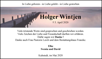 Todesanzeige von Holger Wintjen von Trauer.de